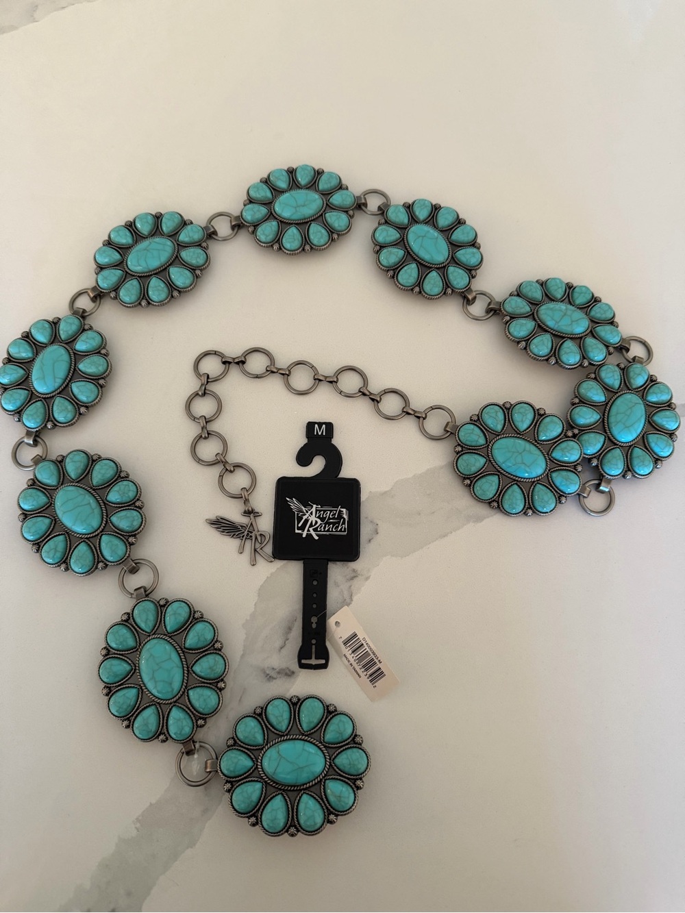 Turquoise Concho Statement Belt - Blue